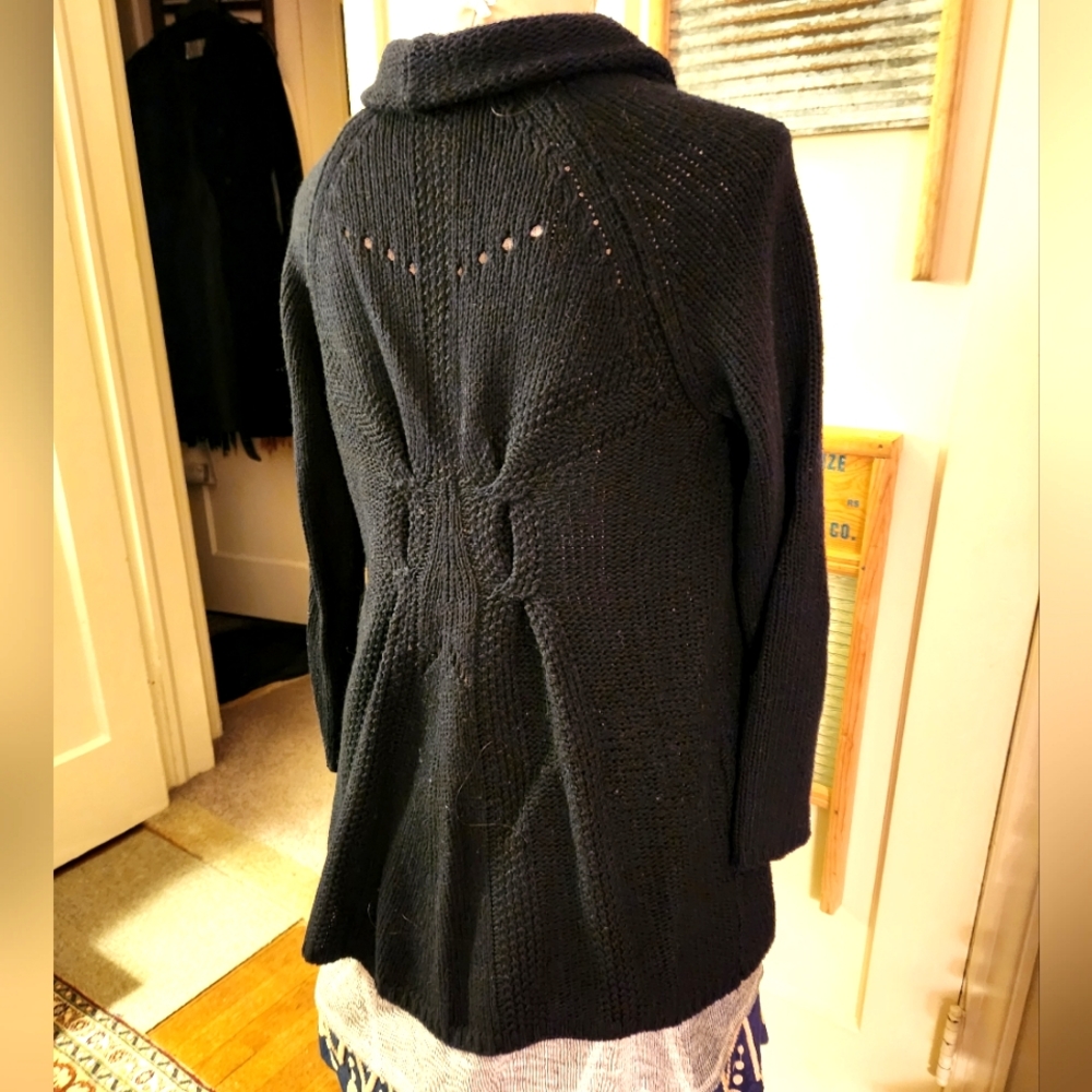Navy Blue/Black Cardigan Sweater Comfy Oversized Matty M